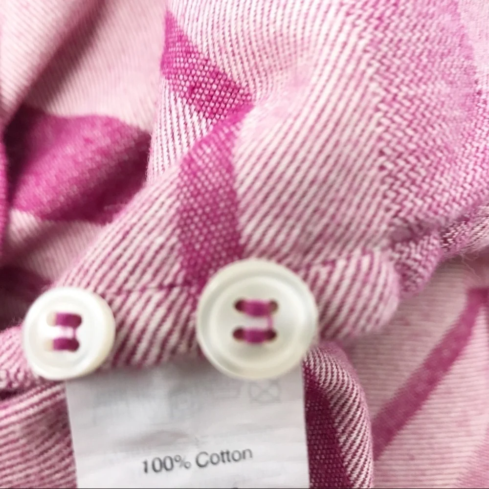 J. Crew Pink Red Striped Heavy Weight Flannel Button Down Shirt Size Small - Picture 8 of 8